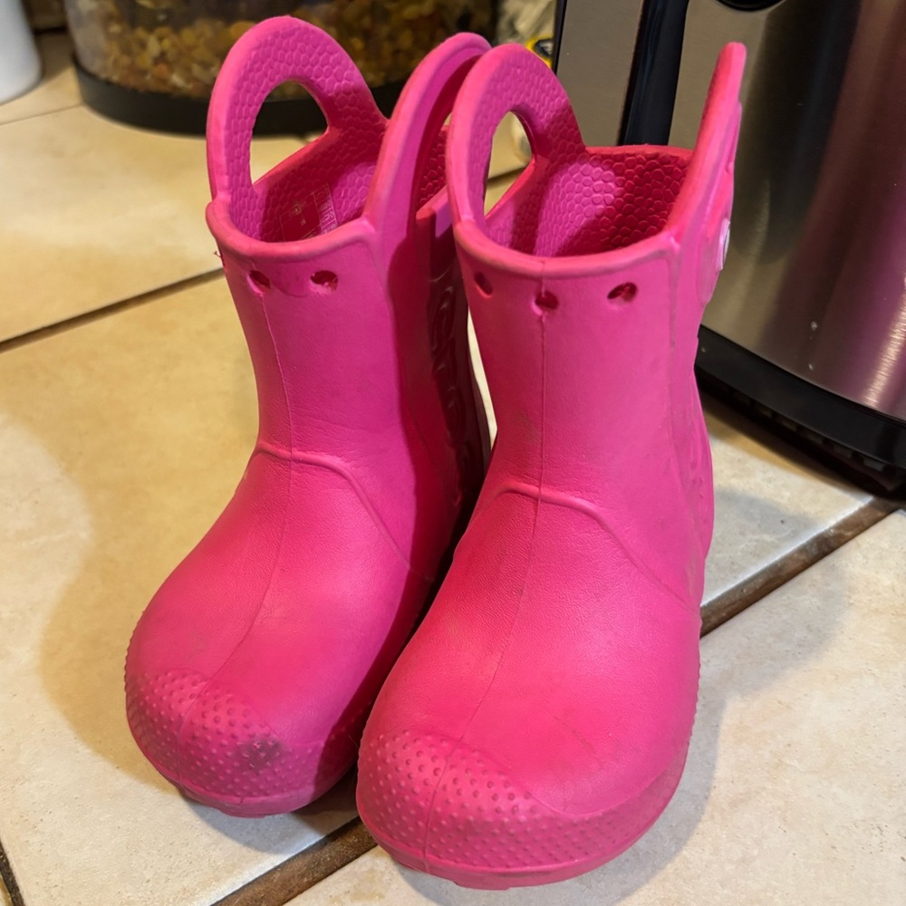 Pink CROCS rubber boots toddler size 6c